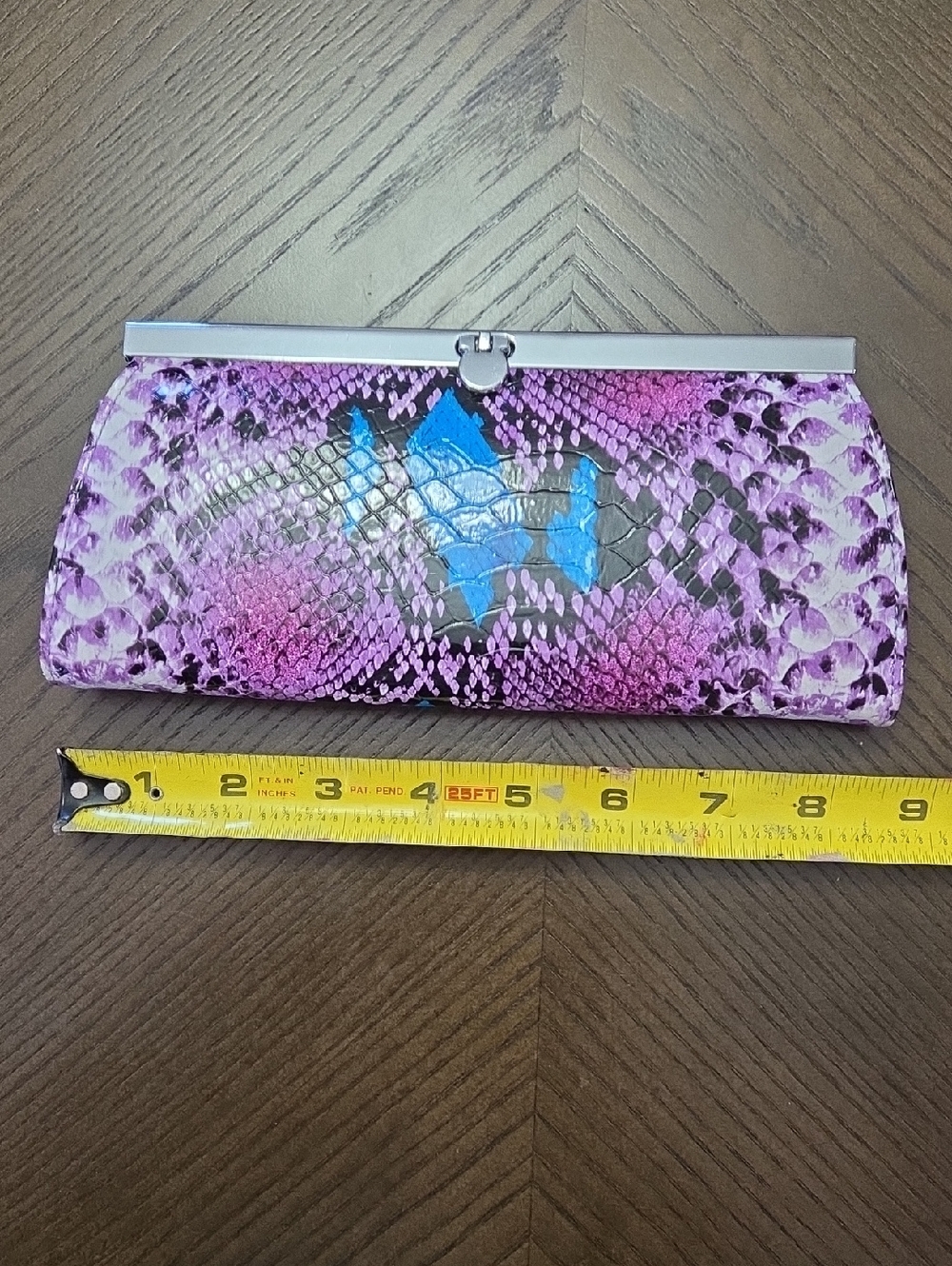 Depeche Mode New York Purple And Blue Snakeskin-Pattern Frame Clutch Wallet